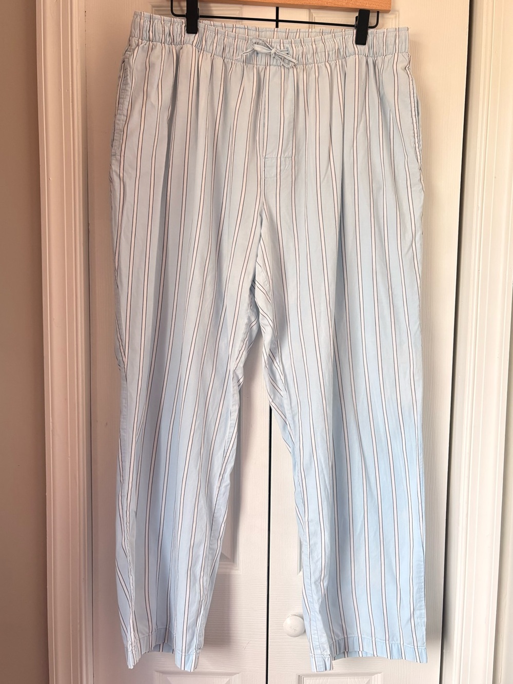 Club Room Light Blue Stripe 100% Cotton Drawstring Pants